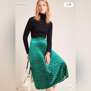 Anthropologie Maeve Carly Pleated Velvet Midi Skirt, NWOT